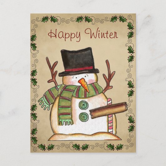 Cute Snowman Briefkaart (Voorkant)