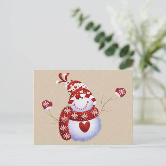 Cute Snowman Briefkaart (Staand voorkant)