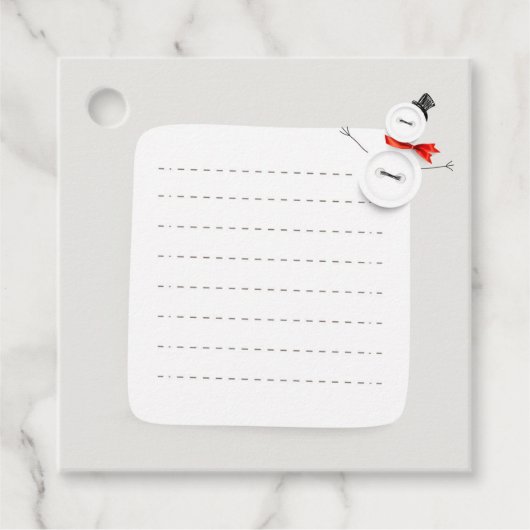 Cute Snowman Button Design Christmas Square Gift Bedankjes Labels (Voorkant)