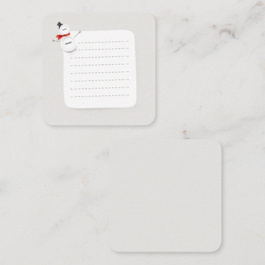 Cute Snowman Button Design Holiday Enclosure Card Informatiekaartje (Voorkant / Achterkant)