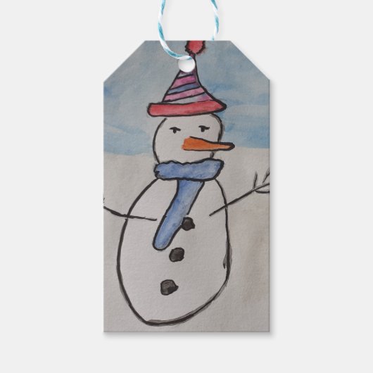 Cute Snowman Cadeaulabel (Voorkant)