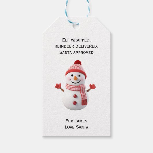 Cute Snowman Cadeaulabel (Voorkant)
