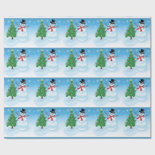 Cute Snowman Cadeaupapier (Vlak)