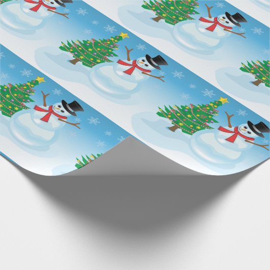 Cute Snowman Cadeaupapier (Hoek)