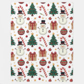 Cute Snowman & Candy Cane Christmas Throw Blanket  Fleece Deken (Voorkant)