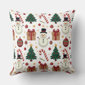 Cute Snowman & Candy Cane Christmas Throw Pillow  Kussen (Achterkant)