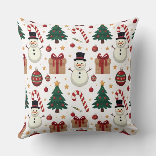 Cute Snowman & Candy Cane Christmas Throw Pillow  Kussen (Achterkant)