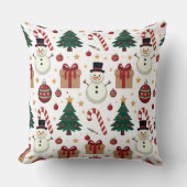 Cute Snowman & Candy Cane Christmas Throw Pillow  Kussen (Voorkant)
