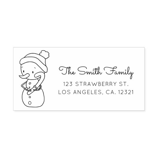 Cute Snowman Candy Cane Return Address Rubberstempel (Afrduk)