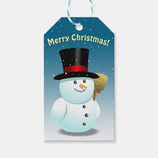 Cute Snowman Cartoon Cadeaulabel (Voorkant)