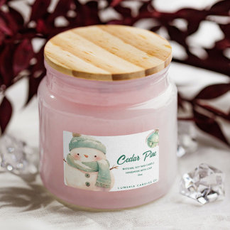 Cute Snowman Cedar Pine Candle Design Rechthoekige Sticker