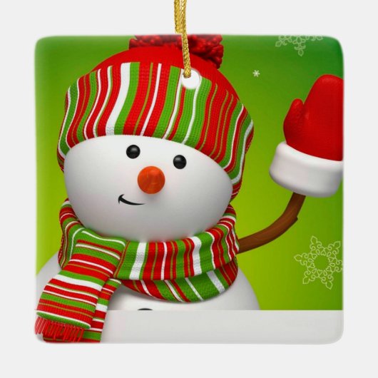 Cute Snowman Ceramic Ornament (Voorkant)