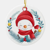 Cute Snowman Ceramic Ornament (Voorkant)