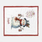 Cute Snowman Christmas Blanket for Kids With Name Fleece Deken (Voorkant (Horizontaal))
