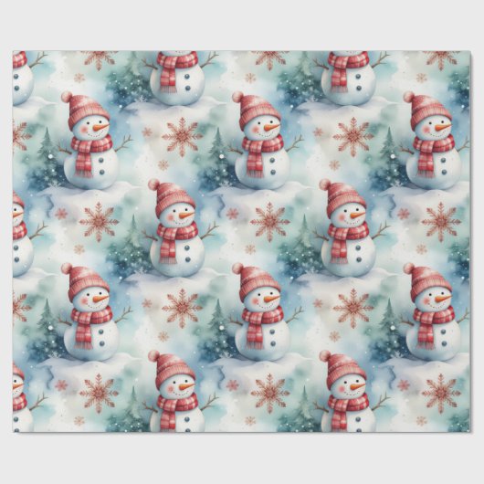 Cute Snowman Christmas  Cadeaupapier (Vlak)