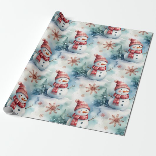 Cute Snowman Christmas  Cadeaupapier (Uitgerold)