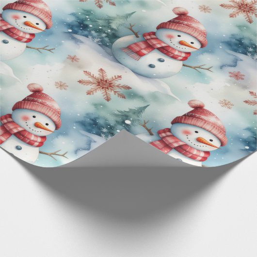 Cute Snowman Christmas  Cadeaupapier (Hoek)