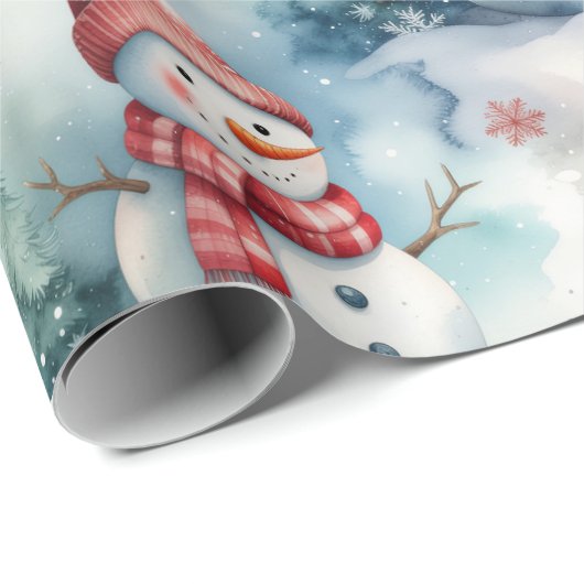 Cute Snowman Christmas  Cadeaupapier (Rol Hoek)