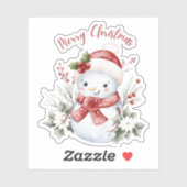 Cute Snowman Christmas Custom-Cut Vinyl Sticker (Vel)