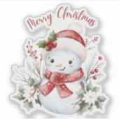 Cute Snowman Christmas Custom-Cut Vinyl Sticker (Voorkant)