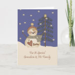 Cute Snowman Christmas Grandson & Family Feestdagen Kaart<br><div class="desc">card</div>