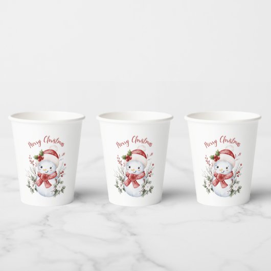 Cute Snowman Christmas Paper cup Papieren Bekers (Multi)