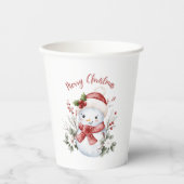Cute Snowman Christmas Paper cup Papieren Bekers (Voorkant)
