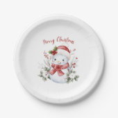 Cute Snowman Christmas Paper Plate Papieren Bordje (Voorkant)