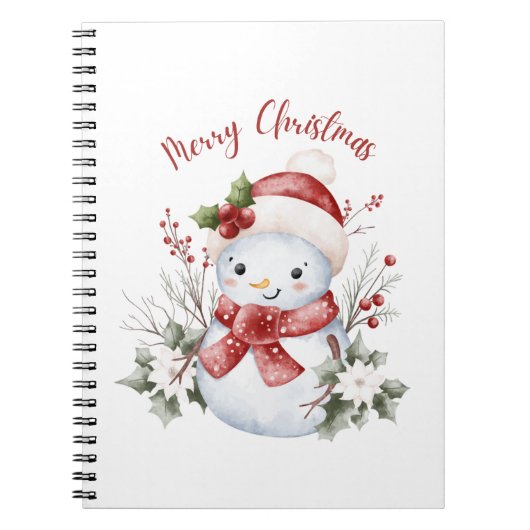 Cute Snowman Christmas Spiral Photo Notebook Notitieboek (Voorkant)
