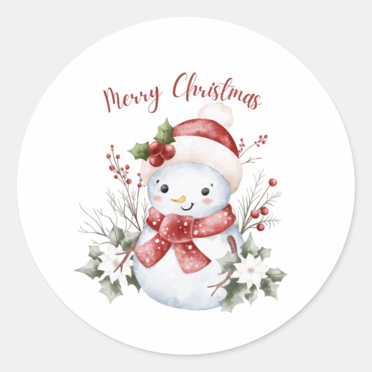 Cute Snowman Christmas Sticker (Voorkant)