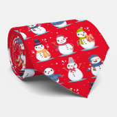 Cute Snowman Christmas Xmas Red Tie Stropdas (Opgerold)