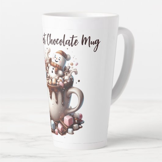 Cute Snowman Cocoa Design Latte Mok (Rechterhoek)