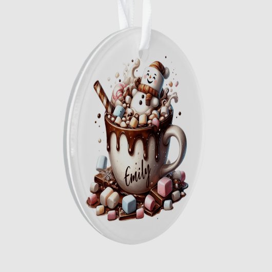 Cute Snowman Cocoa Design  Ornament (voorkant)
