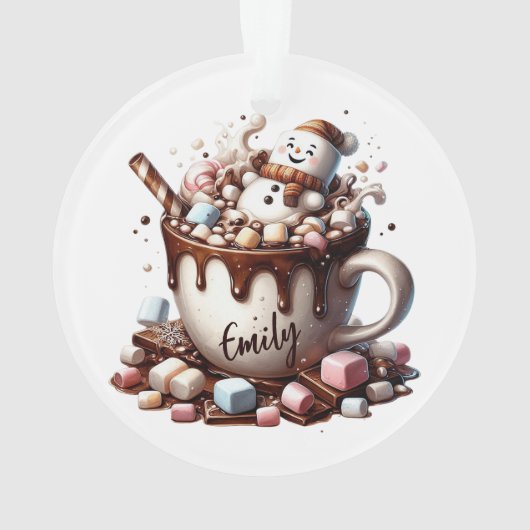 Cute Snowman Cocoa Design  Ornament (achterkant)