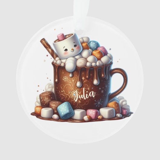 Cute Snowman Cocoa Design  Ornament (voorkant)
