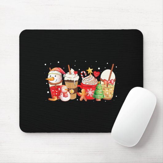 Cute Snowman Coffee Lover Latte Gingerbread Funny  Muismat (Met muis)