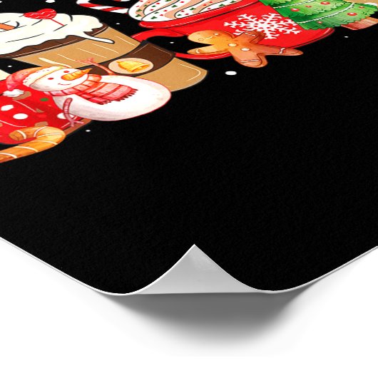 Cute Snowman Coffee Lover Latte Gingerbread Funny  Poster (Hoek)