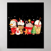 Cute Snowman Coffee Lover Latte Gingerbread Funny  Poster (Voorkant)