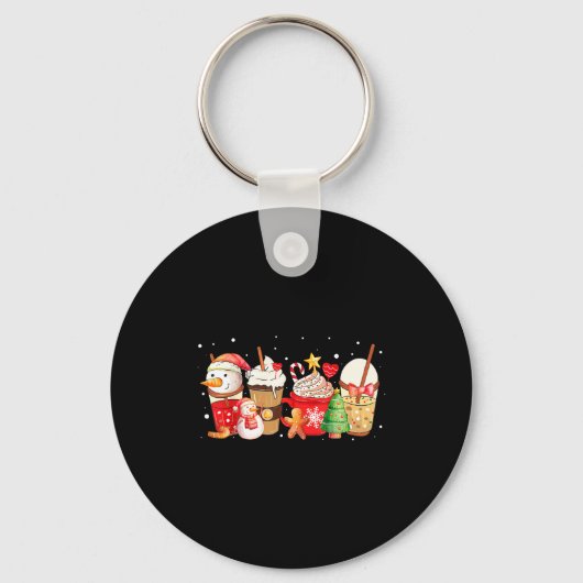 Cute Snowman Coffee Lover Latte Gingerbread Funny  Sleutelhanger (Voorkant)