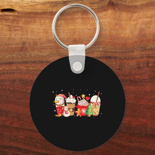Cute Snowman Coffee Lover Latte Gingerbread Funny  Sleutelhanger (Voorkant)