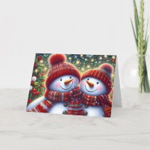 Cute Snowman Couple Christmas