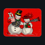 Cute Snowman Couple Magneet<br><div class="desc">Verras jezelf of een vriend met een charmante  sneeuwmagneet.</div>