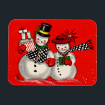 Cute Snowman Couple Magneet<br><div class="desc">Verras jezelf of een vriend met een charmante  sneeuwmagneet.</div>