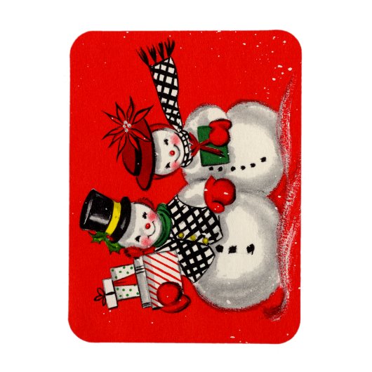 Cute Snowman Couple Magneet (Verticaal)