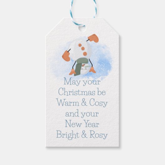 Cute Snowman Cozy Kerstcitaat Cadeaulabel (Voorkant)