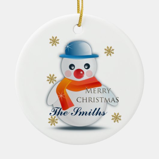 Cute Snowman Custom Keramisch Ornament (Voorkant)