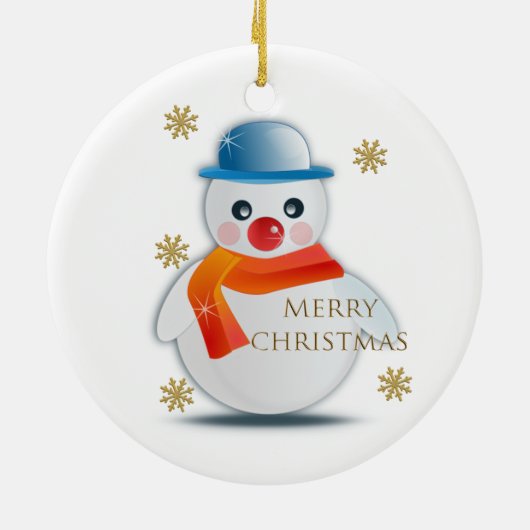 Cute Snowman Custom Keramisch Ornament (Achterkant)
