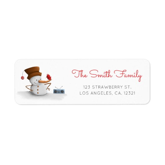 Cute Snowman Dance Return Address Etiket (Voorkant)