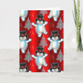 Cute Snowman Dancing Red Kerstmis Kaart (Voorkant)