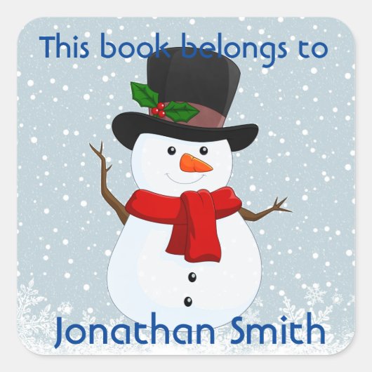 Cute Snowman Design Bookplate Sticker (Voorkant)